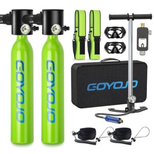 GOYOJO 0.5L Mini Scuba Tank with Pump, Portable Diving Tank, Lung Tank Kits with 3000 PSI Max Pressure, Reusable Scuba Diving Kit Gear with Pump Underwater Breathing Training GOYOJO 0.5L Mini Scuba Tank with Pump, Portable Diving Tank, Lung Tank Kits with 3000 PSI Max Pressure, Reusable Scuba Diving Kit Gear with Pump Underwater Breathing Training