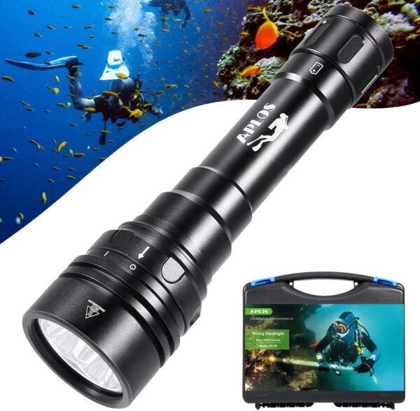 APLOS AP150 Dive Light, 15000 Lumen, Underwater 492ft, Scuba Diving Flashlight with Rechargeable Batteries and Charger