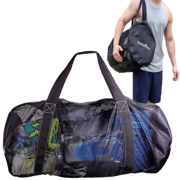 Athletico Mesh Dive Duffel Bag for Scuba or Snorkeling - XL Mesh Travel Duffle for Scuba Diving and Snorkeling Gear & Equipment - Dry Bag Holds Mask, Fins, Snorkel, and More Athletico Mesh Dive Duffel Bag for Scuba or Snorkeling - XL Mesh Travel Duffle for Scuba Diving and Snorkeling Gear & Equipment - Dry Bag Holds Mask, Fins, Snorkel, and More