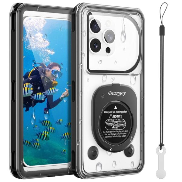 Beasyjoy Waterproof Phone Case, Underwater Phone Case for Snorkeling, Universal IPX8 Diving Case with Lanyard Up to 6.9" for iPhone 16/15/14/13/12 Pro Max, Samsung...