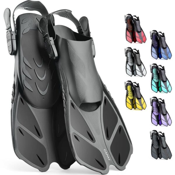 CAPAS Snorkel Fins, Swim Fins Travel Size Short Adjustable for Snorkeling Diving Adult Men Women Kids Open Heel Swimming Flippers CAPAS Snorkel Fins, Swim Fins Travel Size Short Adjustable for Snorkeling Diving Adult Men Women Kids Open Heel Swimming Flippers