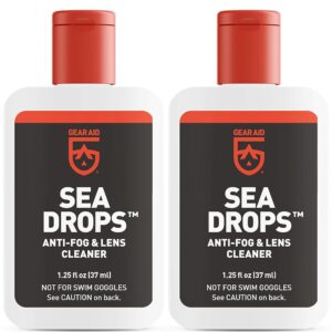 GEAR AID Sea Drops Cleaner and Anti-Fog for Dive and Snorkel Masks, Clears Up Dirty, Foggy Lenses, 1.25 fl oz GEAR AID Sea Drops Cleaner and Anti-Fog for Dive and Snorkel Masks, Clears Up Dirty, Foggy Lenses, 1.25 fl oz