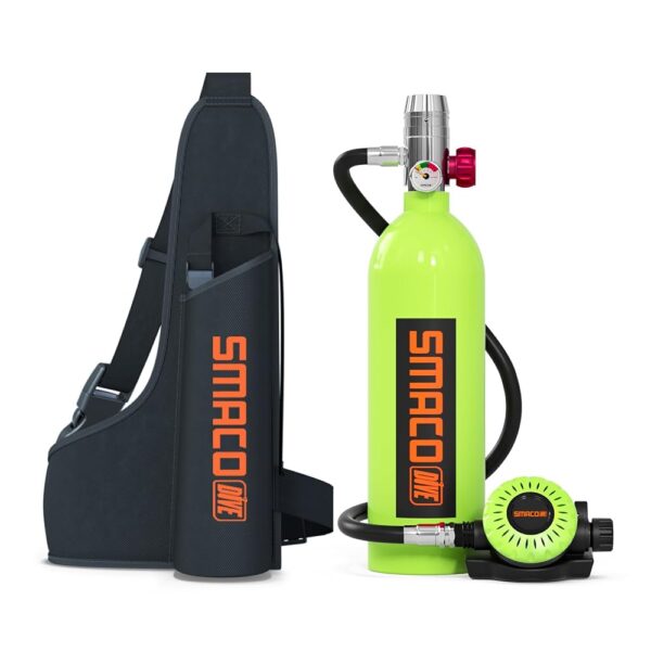 SMACO Scuba Tank Diving Gear for Diver 1L Mini Scuba Tank Small Diving Oxygen Cylinder up to 20 Minutes Dive Time Portable Diving Tank Kit for Underwater Exploration Emergency...