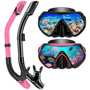 Snorkeling Gear for Adults, Dry-Top Snorkel Set Scuba Diving mask, 180°Panoramic Wide View Professional Snorkeling Gear Breathing Freely Snorkel Mask Snorkeling Gear for Adults, Dry-Top Snorkel Set Scuba Diving mask, 180°Panoramic Wide View Professional Snorkeling Gear Breathing Freely Snorkel Mask