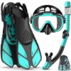 Snorkeling Gear for Adults Men Women,4 in 1 Snorkel Set with Panoramic View Diving Mask Anti-Fog Anti-Leak,Dry Top Snorkel,Fins and Travel Bag for Swimming,Snorkeling and Travel...