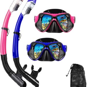 Snorkeling Gear for Adults Snorkel mask Set Scuba Diving mask Dry Snorkel Swimming Glasses Swim Dive mask Nose Cover Youth Diving