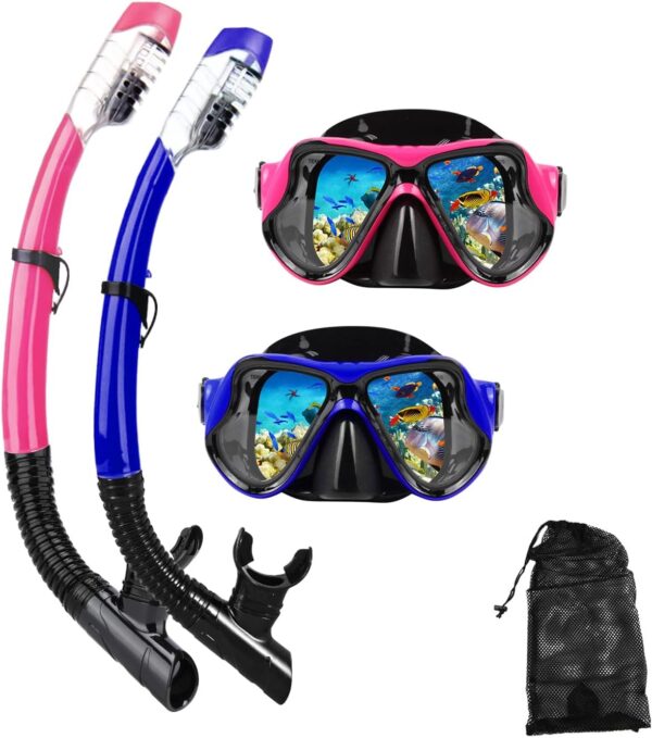 Snorkeling Gear for Adults Snorkel mask Set Scuba Diving mask Dry Snorkel Swimming Glasses Swim Dive mask Nose Cover Youth Diving