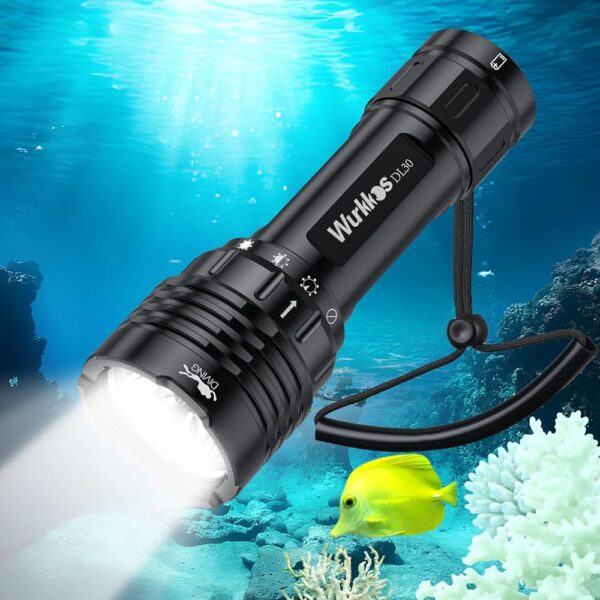 Wurkkos DL30 Dive Light Scuba Diving - Dive Flashlight Super Bright Max 3600 Lumen with 5000K 90CRI 100m Underwater Flashlight for Diving IPX-8 Waterproof Submersible Flashlight...