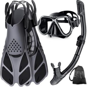 Zenoplige Mask Fins Snorkel Set, Snorkeling Gear for Adults, Panoramic View Snorkel Mask Anti-Fog, Adjustable Dive Flippers, Dry Top Snorkel and Travel Bag, Scuba Gear for... Zenoplige Mask Fins Snorkel Set, Snorkeling Gear for Adults, Panoramic View Snorkel Mask Anti-Fog, Adjustable Dive Flippers, Dry Top Snorkel and Travel Bag, Scuba Gear for...