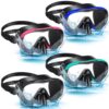 4 Pcs Snorkeling Goggles for Adults Scuba Diving Mask Anti Fog Dive Mask Snorkeling Gear for Men Women Panoramic Swimming Goggles with Nose Cover for Diving, Swimming (Black,...