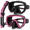 Bairuifu 2 Packs Dry Snorkel Mask Set Snorkeling Gear for Adults Scuba Diving Mask Swimming Glasses Swim Dive Mask Nose Cover Free Diving