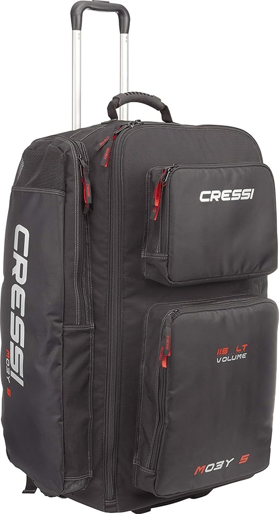 Cressi Strong Large Capacity Roller Luggage Bag 115L with Backpack Straps - Moby 5 designed in Italy Cressi Strong Large Capacity Roller Luggage Bag 115L with Backpack Straps - Moby 5 designed in Italy