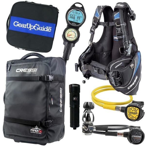 Cressi Travelight 15 LBS Scuba Diving Package Carry On Reg Dive Computer GupG Reg Bag and Kraken Dive Torch Cressi Travelight 15 LBS Scuba Diving Package Carry On Reg Dive Computer GupG Reg Bag and Kraken Dive Torch