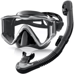 Greatever Snorkel Set Pano 3 Window Snorkel Mask Adult, Panoramic Wide View, Anti-Fog Scuba Diving Mask, Anti-Leak Snorkel Goggles Dry Top Snorkel, Professional Snorkeling Gear... Greatever Snorkel Set Pano 3 Window Snorkel Mask Adult, Panoramic Wide View, Anti-Fog Scuba Diving Mask, Anti-Leak Snorkel Goggles Dry Top Snorkel, Professional Snorkeling Gear...