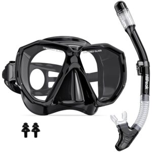 HiiPeak Snorkeling Gear for Adults, Dry Snorkel Set, Panoramic Wide View, Diving Scuba Mask Snorkel Set, Swimming Glasses Nose Cover Youth Diving Goggles HiiPeak Snorkeling Gear for Adults, Dry Snorkel Set, Panoramic Wide View, Diving Scuba Mask Snorkel Set, Swimming Glasses Nose Cover Youth Diving Goggles
