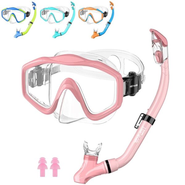 HiiPeak Snorkeling Gear for Kids, Goggles with Nose Cover, Dry Top Snorkel Set for Ages 5-15 HiiPeak Snorkeling Gear for Kids, Goggles with Nose Cover, Dry Top Snorkel Set for Ages 5-15