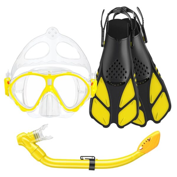 Kids Snorkel Set, Mask Fins Snorkeling Gear for Kids Anti-Fog Swim Goggles 180 Panoramic View Dry Top Snorkel and Dive Flippers Combo with Travel Bag for Snorkeling Training... Kids Snorkel Set, Mask Fins Snorkeling Gear for Kids Anti-Fog Swim Goggles 180 Panoramic View Dry Top Snorkel and Dive Flippers Combo with Travel Bag for Snorkeling Training...
