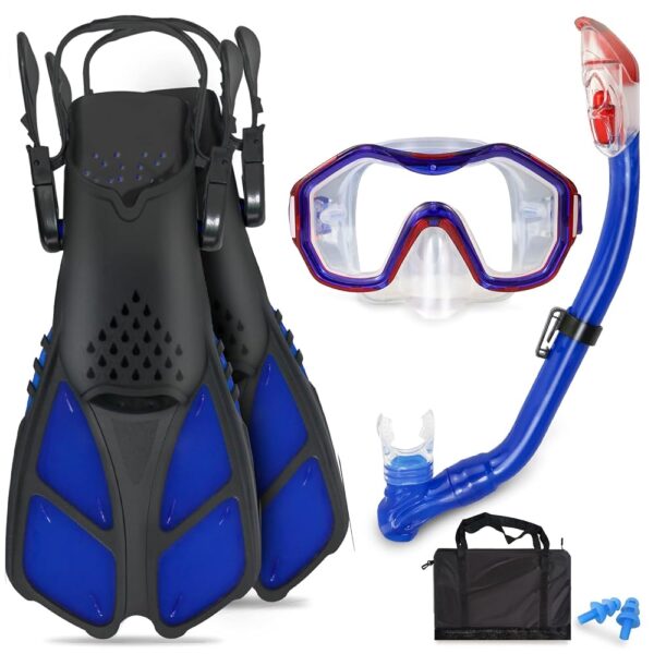 Kids Snorkeling Set with Flippers+Panoramic Snorkel Mask+Dry Top Snorkel+Earplugs+Gear Bag,Snorkeling Gear for Kids,Youth,Boys and Girls Age 5-12 Kids Snorkeling Set with Flippers+Panoramic Snorkel Mask+Dry Top Snorkel+Earplugs+Gear Bag,Snorkeling Gear for Kids,Youth,Boys and Girls Age 5-12