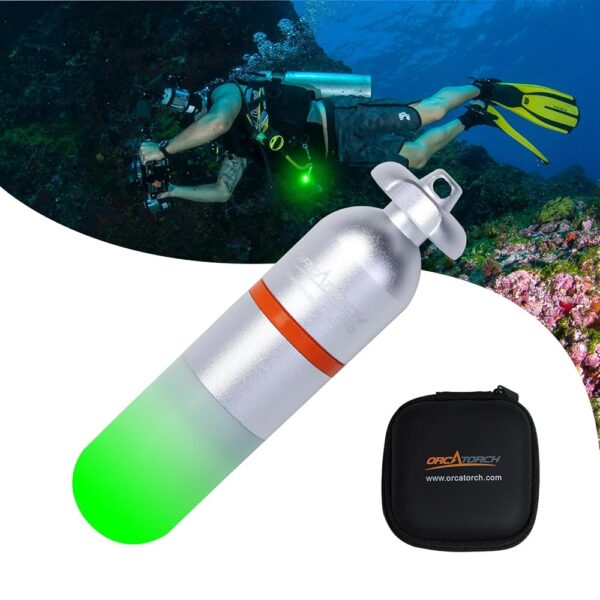 ORCATORCH SD01PRO Upgrade Bright Dive Signal Light, Submersible Beacon Mini Tank Marker Light with Constant and Flashing Modes, for Scuba Diving and Night Time Visibility (Green)