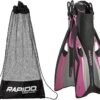 Rapido Boutique Collection Flipper Open Heel Adjustable Snorkel Fin with Snorkeling Gear Carry Bag, Easy Packing and Traveling Snorkeling Swim Fins for Men and Women