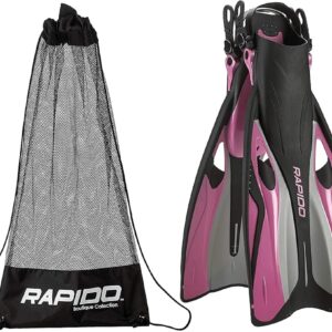 Rapido Boutique Collection Flipper Open Heel Adjustable Snorkel Fin with Snorkeling Gear Carry Bag, Easy Packing and Traveling Snorkeling Swim Fins for Men and Women Rapido Boutique Collection Flipper Open Heel Adjustable Snorkel Fin with Snorkeling Gear Carry Bag, Easy Packing and Traveling Snorkeling Swim Fins for Men and Women