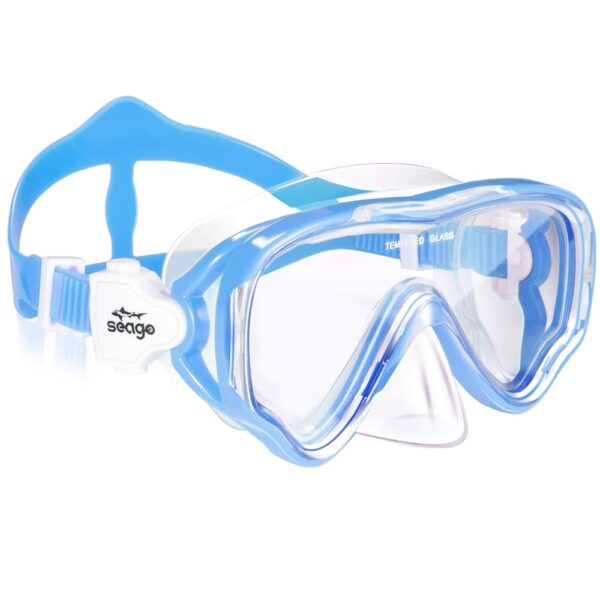 Seago Kids Swim Goggles Snorkel Diving Mask for Youth(5-15), Anti-Fog 180° Clear View