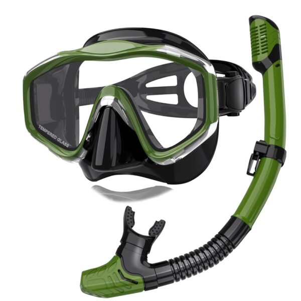Snorkel Mask Adult,Dry Snorkel Set,Snorkeling Gear for Adults,Panoramic Wide View Swim Mask,Snorkel for Lap Swimming Snorkeling Diving Swimming Travel