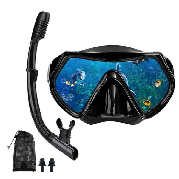 Snorkel mask Snorkeling Set for Adults and Youth, Diving mask and Full Dry Snorkel Swim Googles is Suitable for Snorkeling, Dive Scuba Diving, Swimming