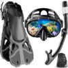 Snorkel Set with Fins for Adults, Snorkeling Gear for Adults Men and Women, Snorkle, Mask Set Adults Dry Top Snorkel Mask Combo Set with Travel Bag for Snorkeling, Diving, Swimming Snorkel Set with Fins for Adults, Snorkeling Gear for Adults Men and Women, Snorkle, Mask Set Adults Dry Top Snorkel Mask Combo Set with Travel Bag for Snorkeling, Diving, Swimming