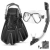 Snorkeling Gear for Adults, 4 in 1 Adult Snorkel Set with Panoramic View Snorkel Mask, Dry Top Snorkel, Adjustable Short Fins and Travel Bag, Snorkel Set with Fins for... Snorkeling Gear for Adults, 4 in 1 Adult Snorkel Set with Panoramic View Snorkel Mask, Dry Top Snorkel, Adjustable Short Fins and Travel Bag, Snorkel Set with Fins for...