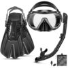 Snorkeling Gear for Adults, 4 in 1 Travel Size Mask Fins Snorkel Set with Panoramic View Anti Fog Mask, Dry Top Snorkel, Trek Fins and Travel Bag, Snorkel Gear for Swimming... Snorkeling Gear for Adults, 4 in 1 Travel Size Mask Fins Snorkel Set with Panoramic View Anti Fog Mask, Dry Top Snorkel, Trek Fins and Travel Bag, Snorkel Gear for Swimming...