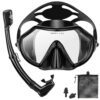 Snorkeling Gear for Adults, Dry Adult Snorkel Set HD Panoramic View Snorkel Mask Set, Anti-Leak and Anti-Fog Scuba Diving Package with Mesh Bag Ear Plug for Snorkeling Scuba...