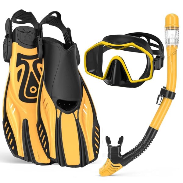 Snorkeling Gear for Adults,Mask Fins Snorkel Set,Panoramic View Diving Mask Anti-Fog,Dry Snorkel,Adjustable Swim Flippers and Travel Bag,Adults Snorkel Gear for Swimming... Snorkeling Gear for Adults,Mask Fins Snorkel Set,Panoramic View Diving Mask Anti-Fog,Dry Snorkel,Adjustable Swim Flippers and Travel Bag,Adults Snorkel Gear for Swimming...