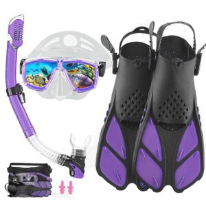 Snorkeling Gear for Adults with Fins Scuba Diving Gear Adult Professional Travel Snorkel Sets with Flippers,Anti-Fog Anti-Leak Diving Mask Snorkeling Gear for Adults with Fins Scuba Diving Gear Adult Professional Travel Snorkel Sets with Flippers,Anti-Fog Anti-Leak Diving Mask