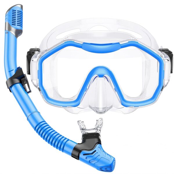 Snorkeling Gear for Kids, Dry-Top Snorkel Set, 180°Panoramic Wide View Diving Mask Breathing Freely Snorkel Mask for Snorkeling Scuba Diving Swimming Travel