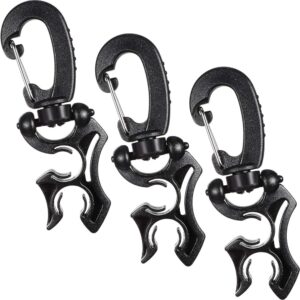 Weewooday 3 Pieces Diving Hose Holder Clip Scuba Accessories Diving Double BCD Hose Clip with Snap Hook Buckle for Snorkeling Accessories