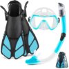 ZEEPORTE Mask Fin Snorkel Set, Travel Size Snorkeling Gear for Adults with Panoramic View Anti-Fog Mask, Trek Fins, Dry Top Snorkel and Gear Bag for Swimming Training,... ZEEPORTE Mask Fin Snorkel Set, Travel Size Snorkeling Gear for Adults with Panoramic View Anti-Fog Mask, Trek Fins, Dry Top Snorkel and Gear Bag for Swimming Training,...